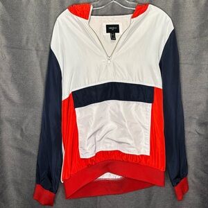 Forever 21 Men’s Small Red, White, and Blue Half-Zip Hoodie/Windbreaker